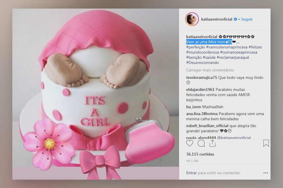 Kátia Aveiro está grávida de uma menina