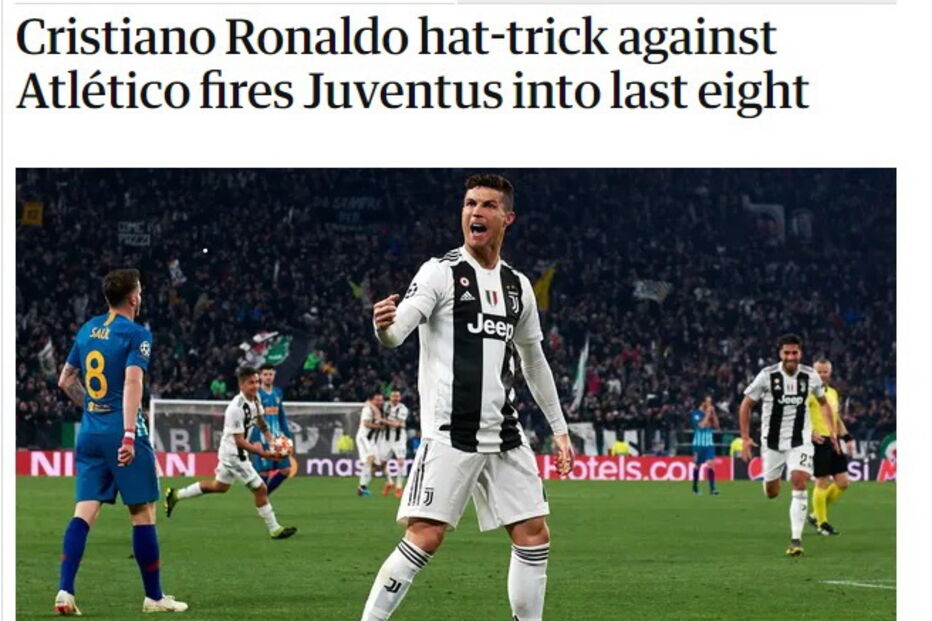 'Hat Trick de Ronalod dispara a Juventus para os últimos oito