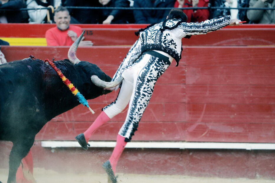 Enrique Ponce no momento em que é colhido por um touro em Valência