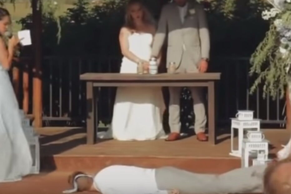 cai durante casamento