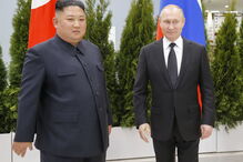Kim Jong Un na Rússia com Putin