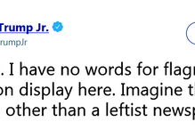 Donald  Trump Jr. foi dos primeiros a criticar a obra do cartoonista português