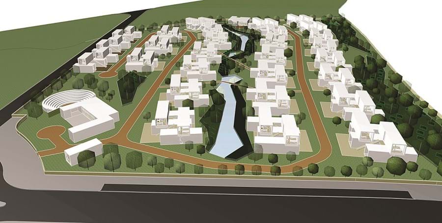 Imagem virtual do projeto do campus a criar em Évora, que contempla 114 habitações e vários serviços 