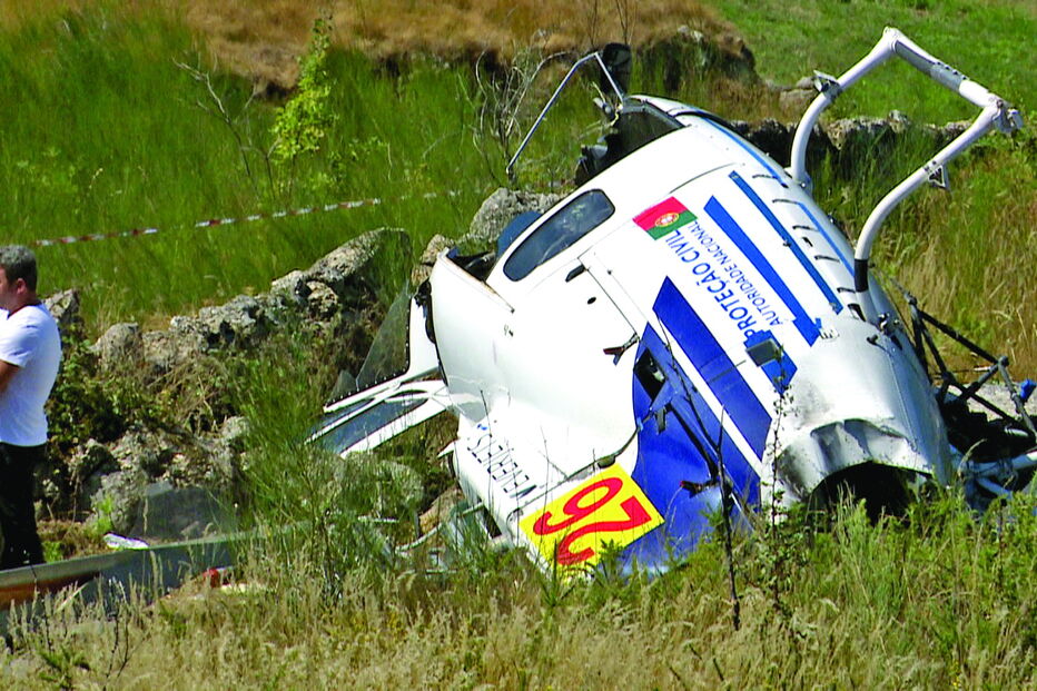 Aparelho da Everjets ao serviço da Proteção Civil caiu numa estrada na zona do Lugar do Couto em agosto de 2015 