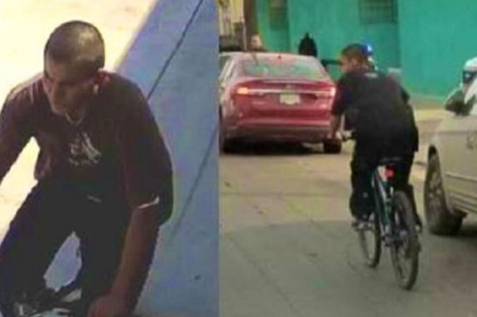jovem corta várias pessoas enquanto anda de bicicleta
