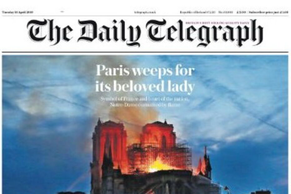 Capas dos jornais internacionais dão destaque ao incêndio na Notre-Dame
