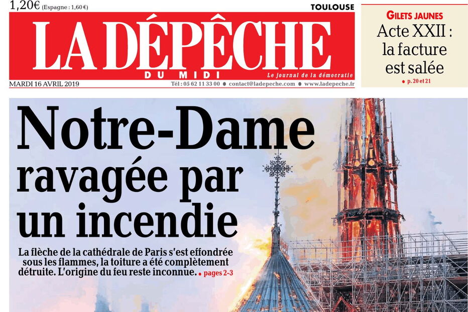 Capas dos jornais internacionais dão destaque ao incêndio na Notre-Dame