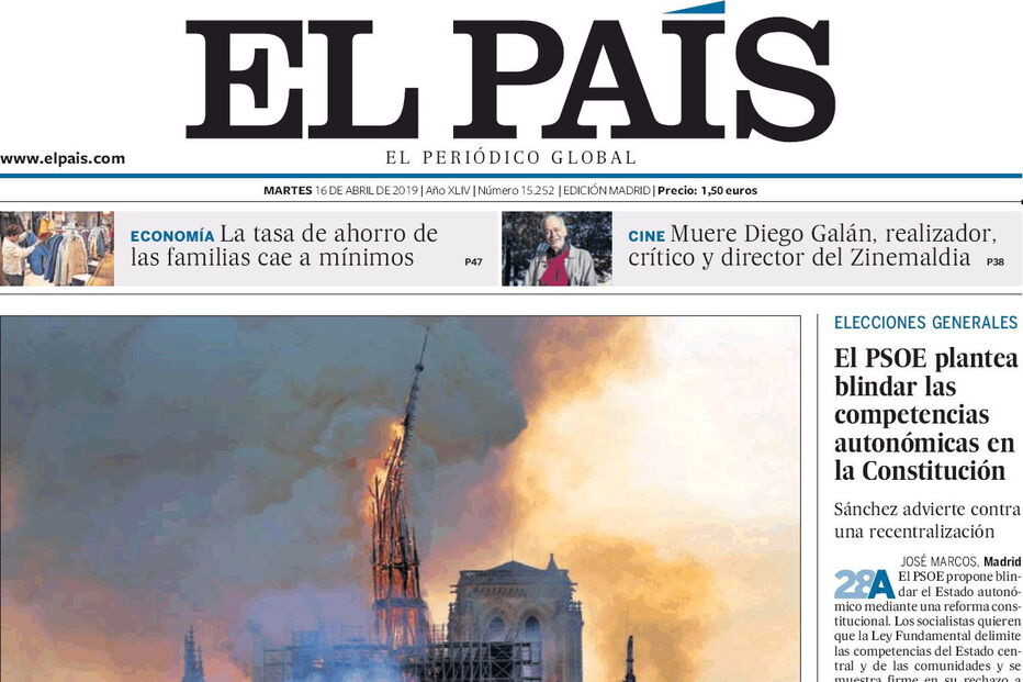 Capas dos jornais internacionais dão destaque ao incêndio na Notre-Dame