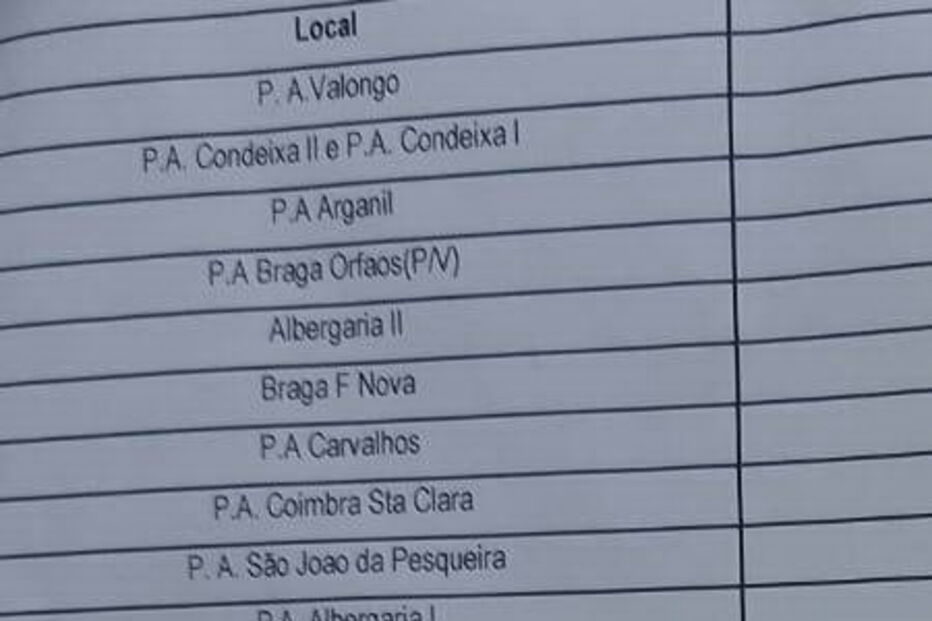 Mapa de programação da empresa TN - Transportes Nogueira