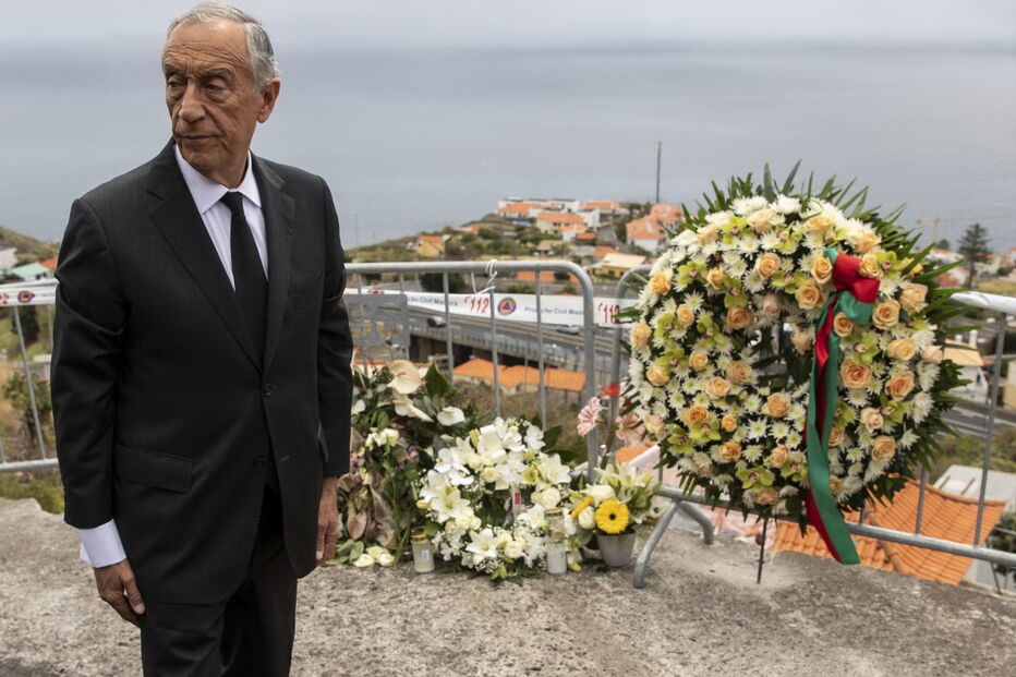 Marcelo Rebelo de Sousa  no local da tragédia na Madeira