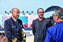 Porta-voz da Marinha e da Autoridade Marítima, Pereira da Fonseca, com o diretor-adjunto do CM, Paulo João Santos