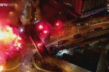 Autrocarro do Benfica ruma ao Marquês de Pombal