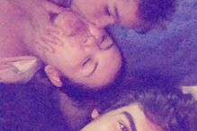 Katia Aveiro com os filhos