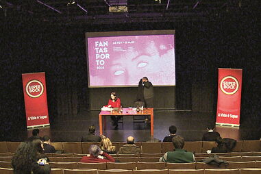Beatriz Pacheco Pereira e Mário Dorminsky na apresentação do Fantasporto 