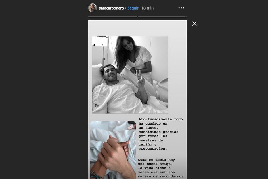 Sara Carbonero ao lado de Iker Casillas no hospital