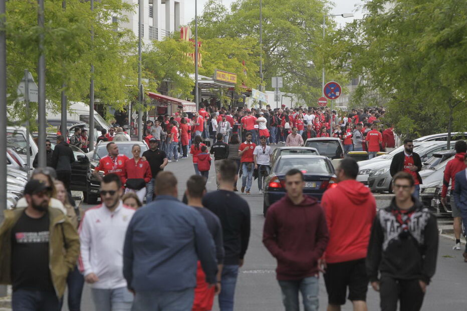 Adeptos fazem a festa antes do jogo entre Benfica e Santa Clara