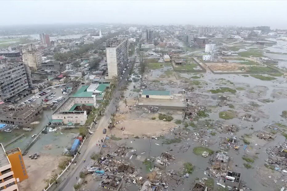 Paisagem geral do dano provocado pelo ciclone, em Beira, Moçambique