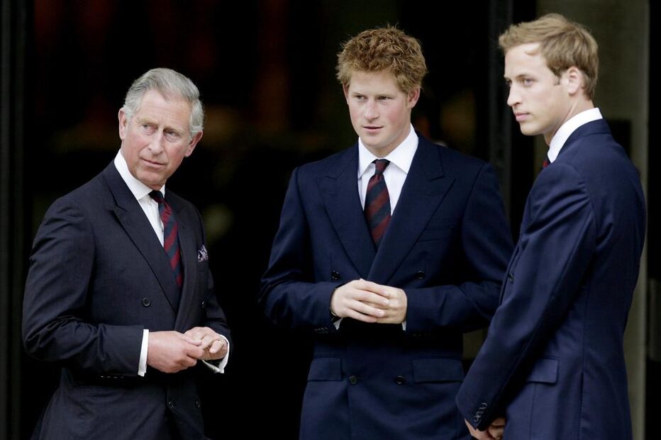 Príncipe Carlos com os filhos, Harry e William
