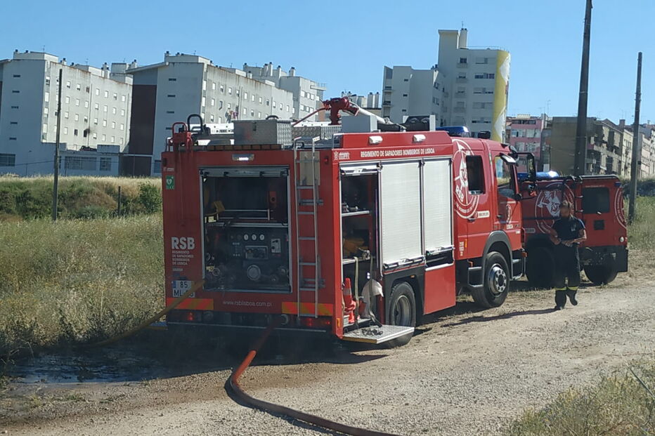 Incêndio consome zona de mato nas Olaias, em Lisboa