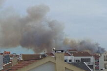 Chamas consomem zona de mato no Pinhal Novo