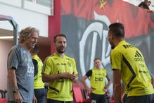 Jorge Jesus no primeiro treino do Flamengo