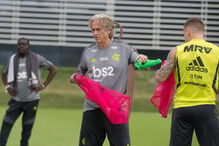 Jorge Jesus no primeiro treino do Flamengo