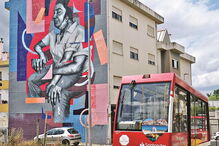 Dom Zeferino no centro histórico de Viseu do artista DRAW & CONTRA na Rua Augusto Hilário, Viseu 