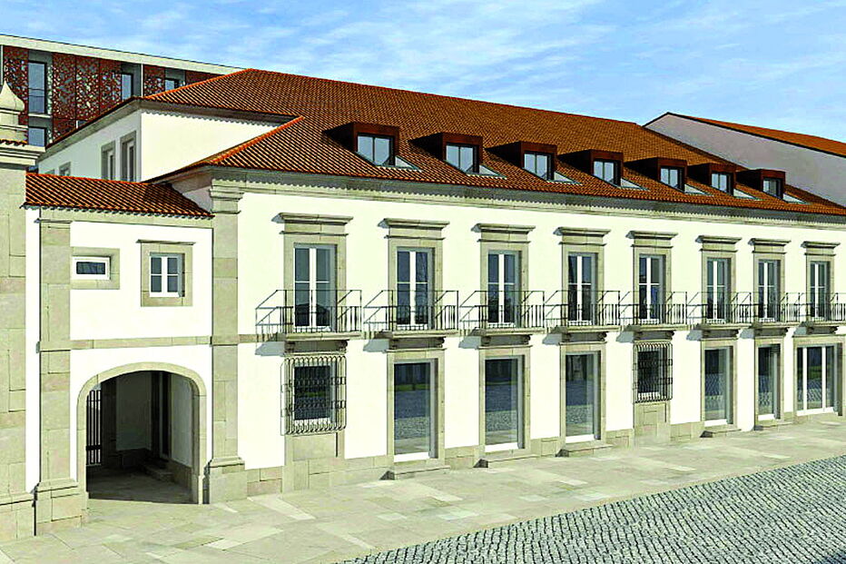 Novo hotel (imagem da maquete) prevê a preservação da fachada de um edifício de meados do século XVIII 