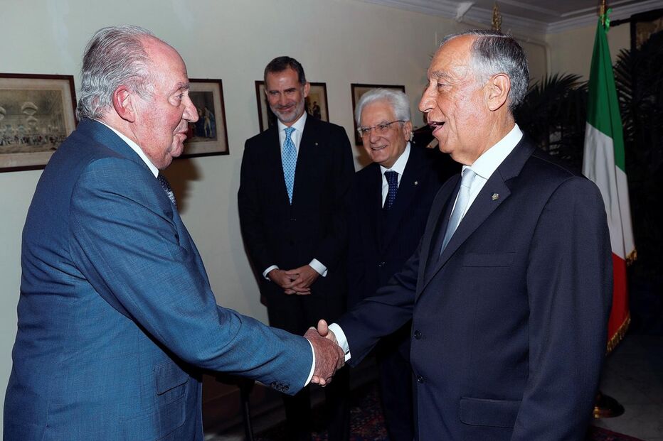 Juan Carlos de Espanha com o Presidente da República, Marcelo Rebelo de Sousa