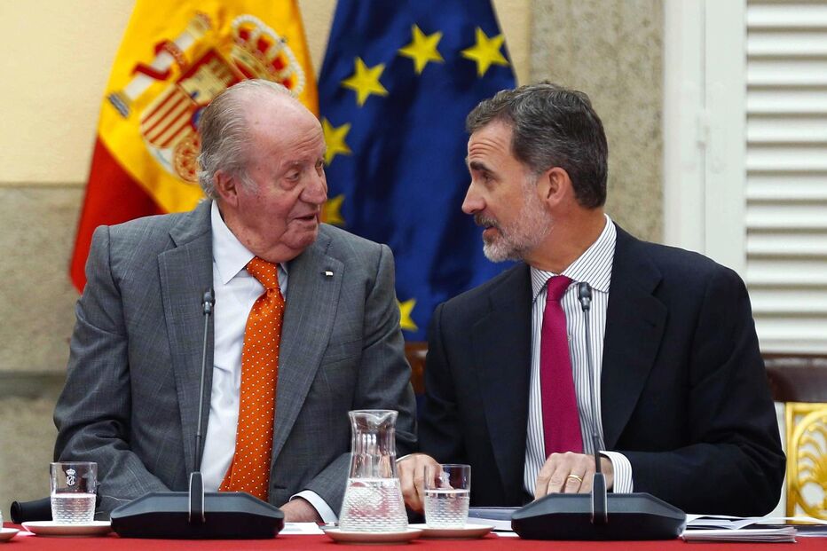 Juan Carlos com o filho, Filipe de Espanha