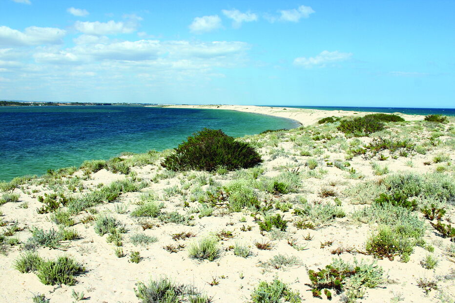 Praia do Homem Nu tem uma extensão de cerca de três quilómetros e é oficialmente classificada como naturista  