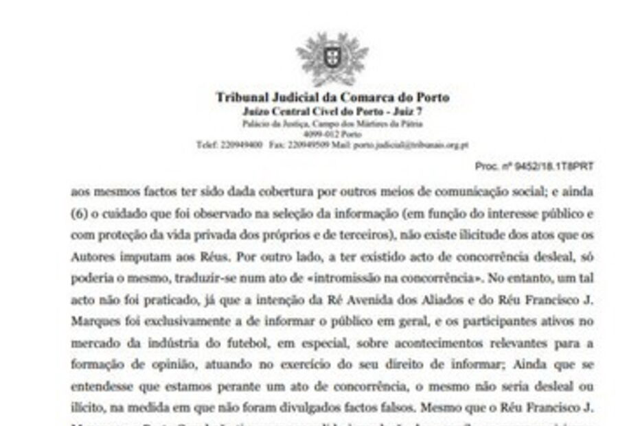 Leia o acórdão que condenou o FC Porto ao pagamento de dois milhões de euros no caso dos emails