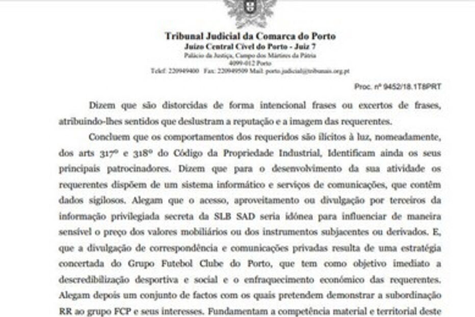 Leia o acórdão que condenou o FC Porto ao pagamento de dois milhões de euros no caso dos emails