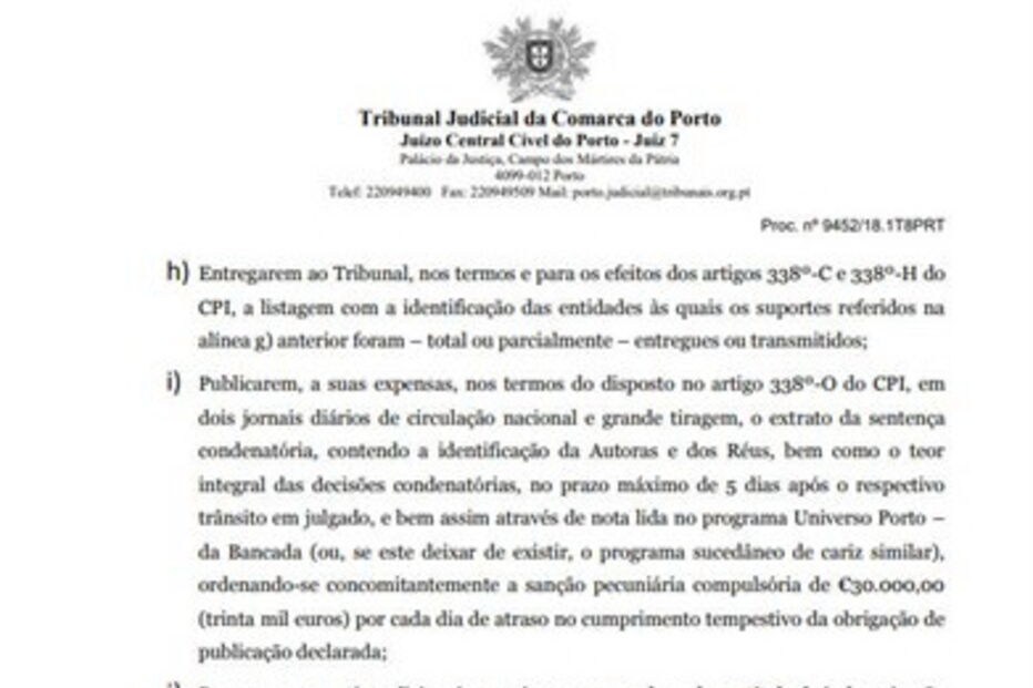 Leia o acórdão que condenou o FC Porto ao pagamento de dois milhões de euros no caso dos emails