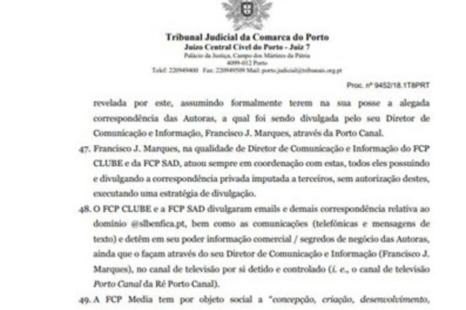 Leia o acórdão que condenou o FC Porto ao pagamento de dois milhões de euros no caso dos emails