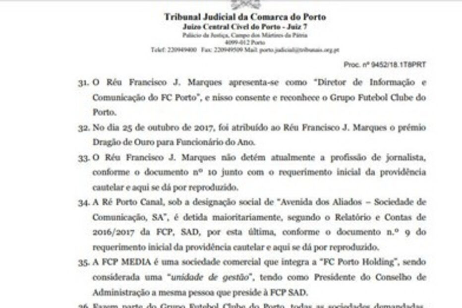 Leia o acórdão que condenou o FC Porto ao pagamento de dois milhões de euros no caso dos emails