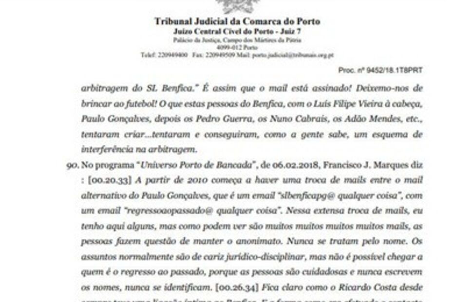 Leia o acórdão que condenou o FC Porto ao pagamento de dois milhões de euros no caso dos emails