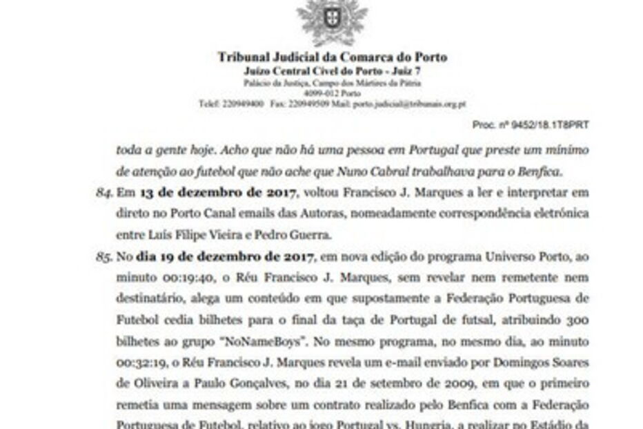 Leia o acórdão que condenou o FC Porto ao pagamento de dois milhões de euros no caso dos emails