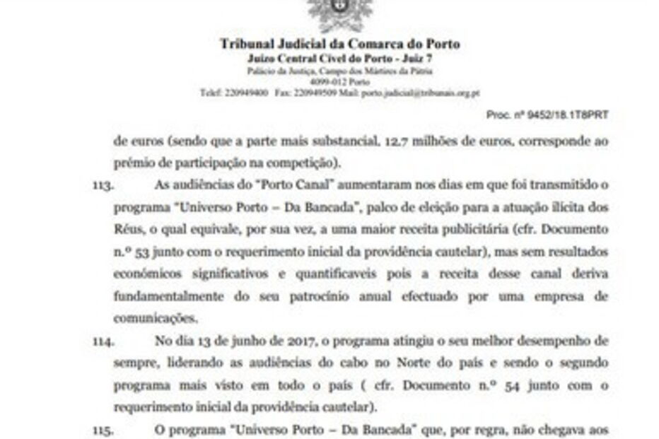 Leia o acórdão que condenou o FC Porto ao pagamento de dois milhões de euros no caso dos emails