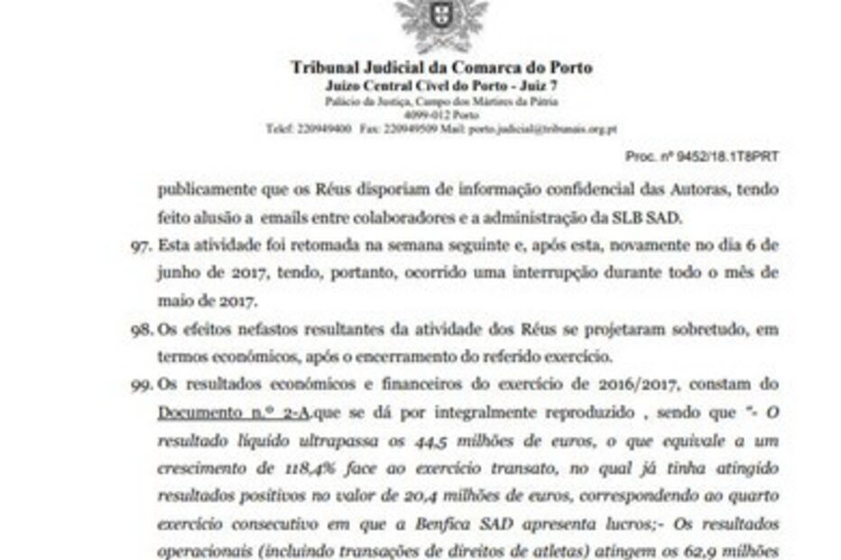 Leia o acórdão que condenou o FC Porto ao pagamento de dois milhões de euros no caso dos emails