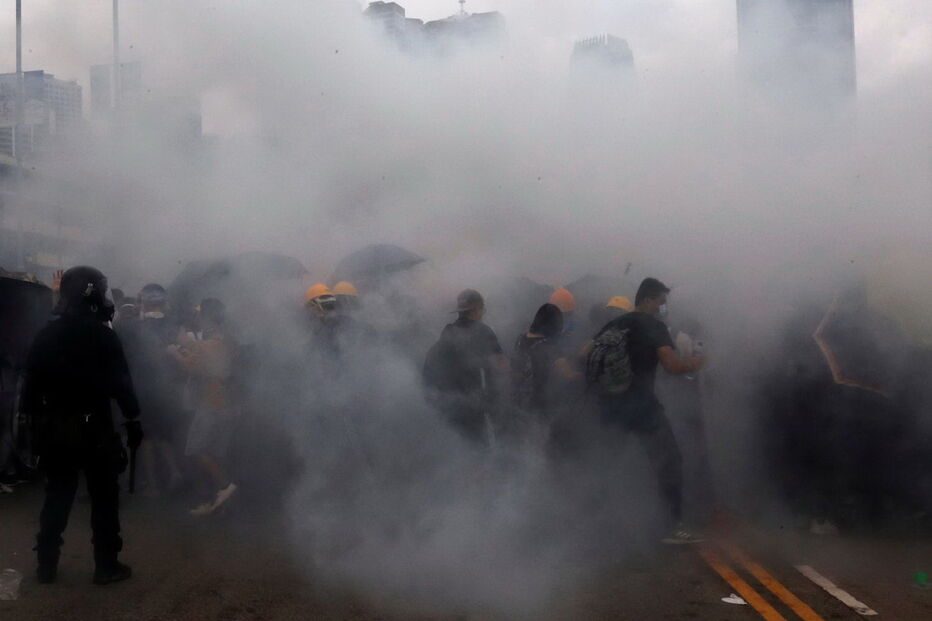 Manifestantes em Hong Kong