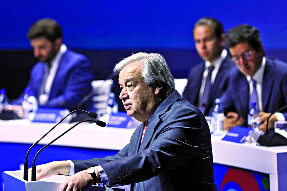 António Guterres a discursar na Conferência Mundial de Ministros Responsáveis pela Juventude, em Lisboa   