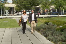 Bruno de Carvalho a chegar ao tribunal, acompanhado pela irmã Alexandra