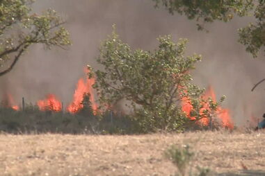 Fogo em Aljezur perto de casas. Sete meios aéreos combatem chamas