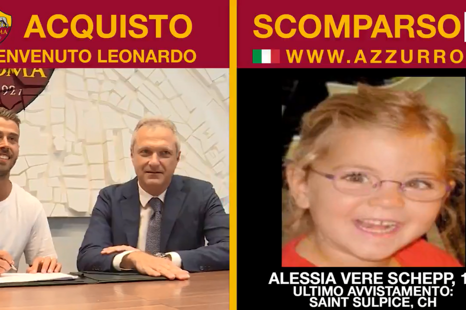 AS Roma lança campanha solidária e apresenta reforços lado a lado com alerta para crianças desaparecidas