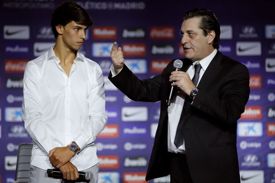 Paulo Futre durante a apresentação de João Félix no Atlético de Madrid