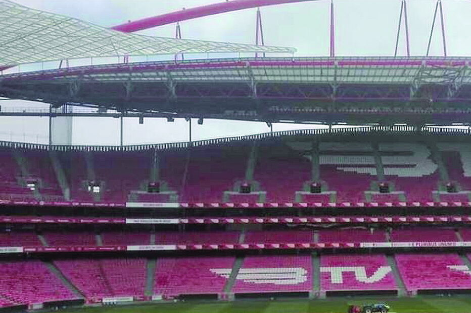 Zona central do relvado da Luz foi levantada para, posteriormente, ser colocado novo tapete