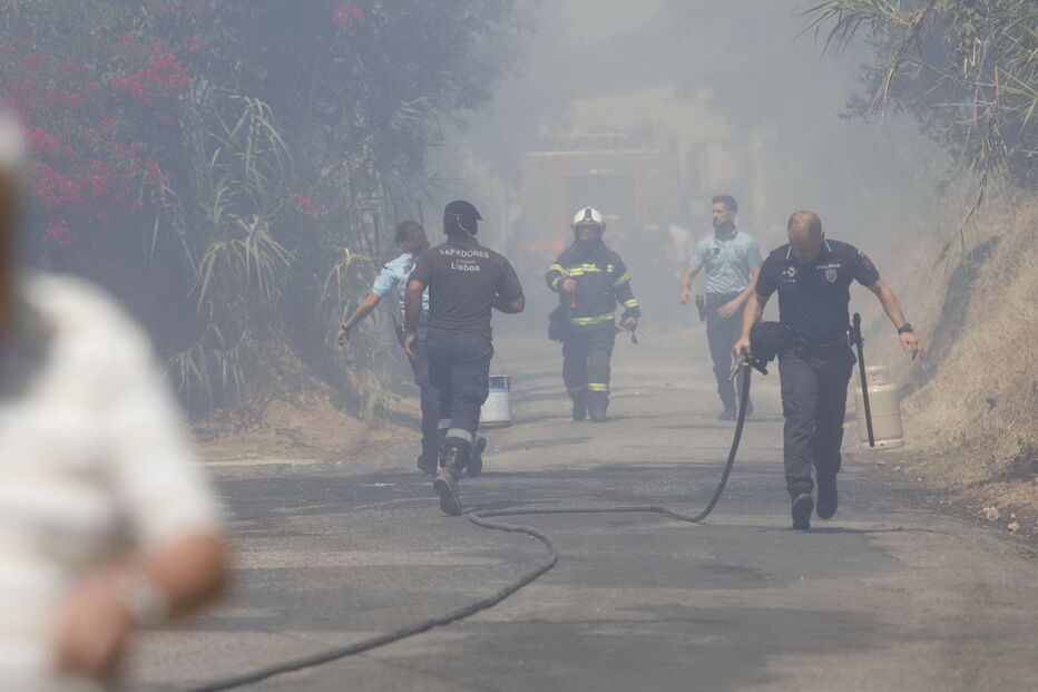 Incêndio junto a habitações em Carnide