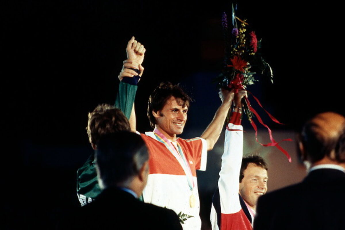 Carlos Lopes no pódio