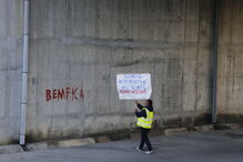 As imagens do primeiro dia de greve dos motoristas